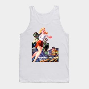 Beautiful Pin Up Girl Blonde Horror Aliens Planet Sci-Fi Pulp Fiction Wanderers Of The Wolf Moon Retro Comics Vintage Old Cartoon Book Cover Tank Top